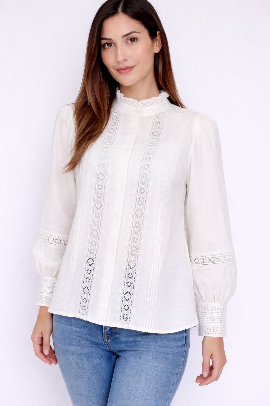 Bisou Project High Neck Crochet Lace Shirt- Ashanti – Aria Italian