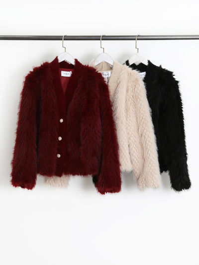 Faux Fur Cardigan Jacket- Piuma