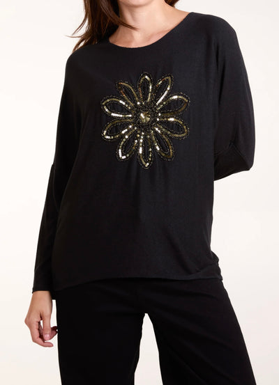 Sequin Daisy Fine Knit Jumper- Margherita