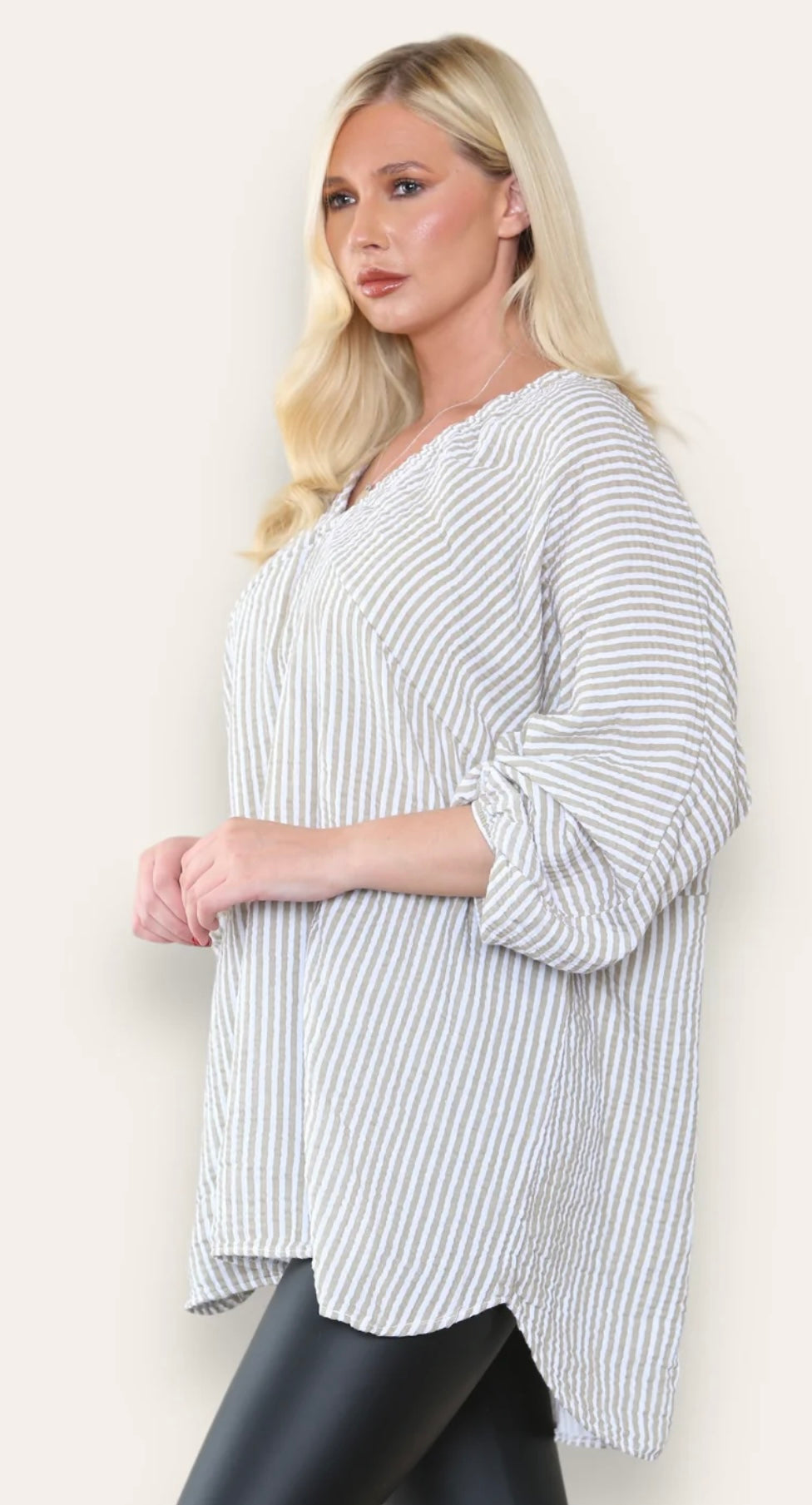 Cheesecloth Stripe Oversized Top- Brenda