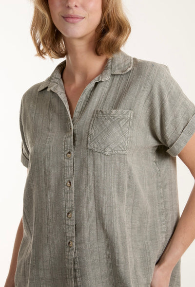 Stone Wash Short Sleeve Shirt- Amanda