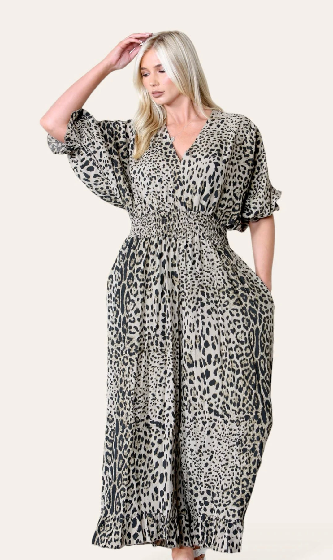 Leopard Print Bandeau Jumpsuit- Narciso