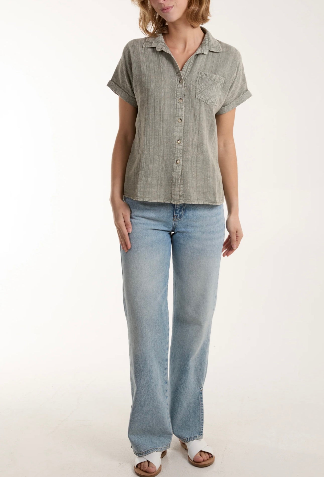 Stone Wash Short Sleeve Shirt- Amanda