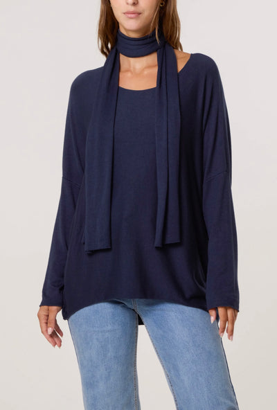 Wool Blend Crew Neck Jumper & Scarf- Intreccio