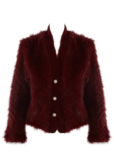 Faux Fur Cardigan Jacket- Piuma