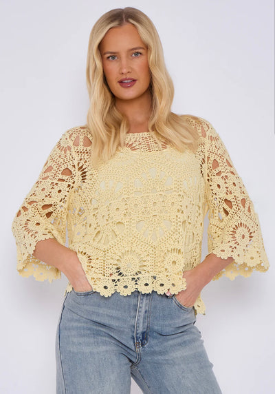 Crochet Circle Print Top- Oriana