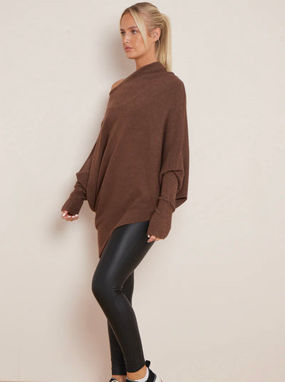 Soft Knit Asymmetric Draped Jumper - Giada