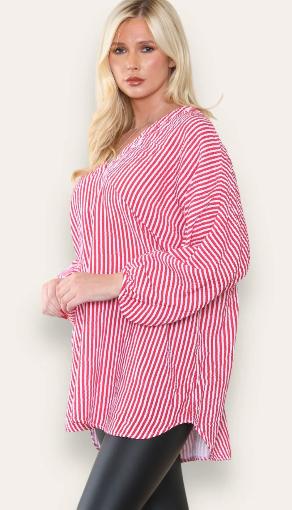 Cheesecloth Stripe Oversized Top- Brenda