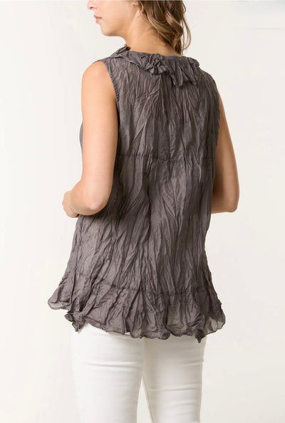 Front Frill Crinkle Sleeveless Blouse- Nube