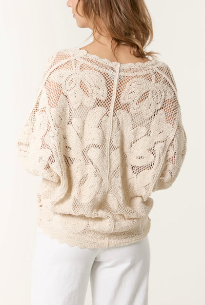 Crochet Leaf Batwing Cardigan- Siani