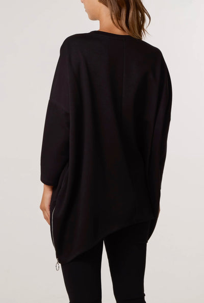 Oversized Side-Zip Pocket Sweatshirt- Flow
