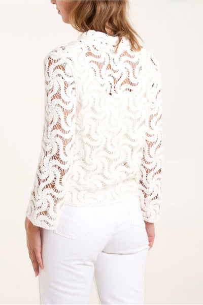 Ivory Cotton Swirl Crochet Shirt-  Glicine