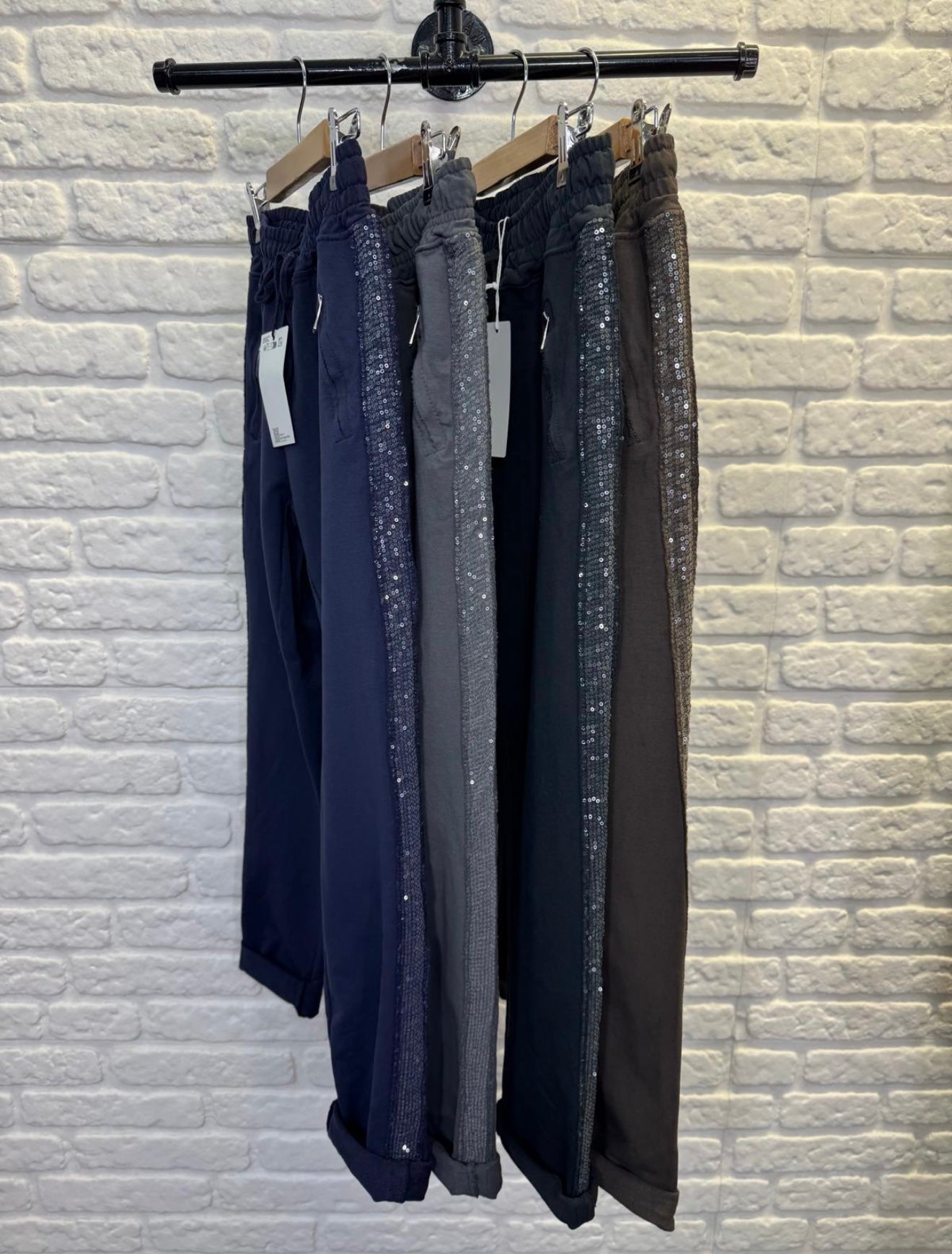 Sequin Side Cotton Joggers- Brilla