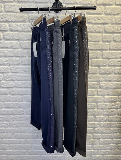 Sequin Side Cotton Joggers- Brilla