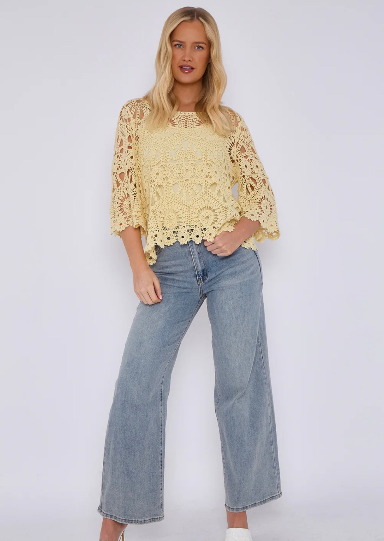 Crochet Circle Print Top- Oriana