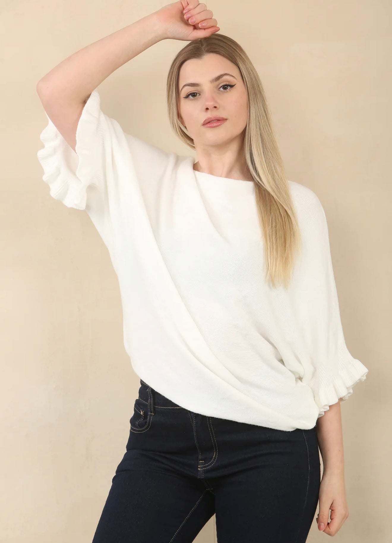 Frill Sleeve Soft Jumper- Pria
