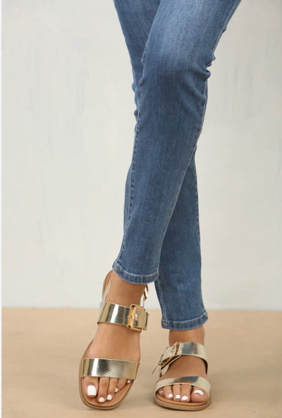 Gold Metallic Strappy Sandals- Dorè
