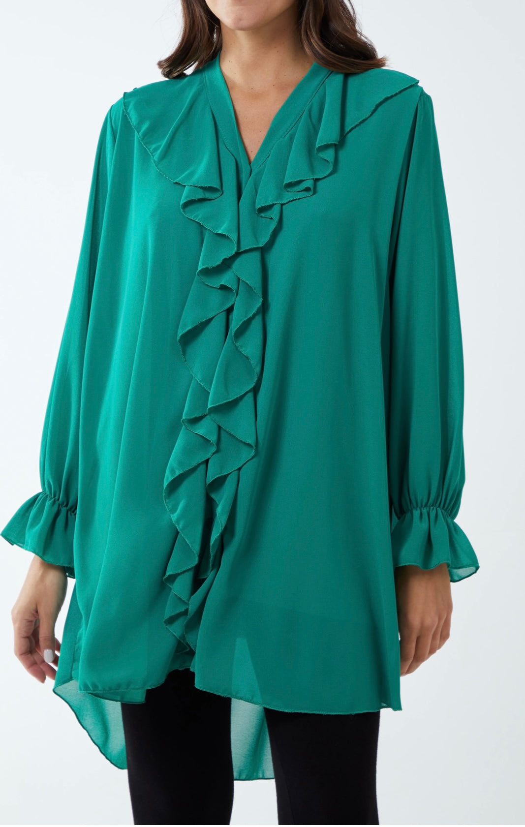 Ruffle Details High Low Blouse- Gioia