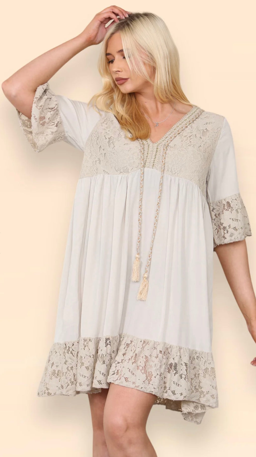 Boho Tassel Lace Dress- Sabrina