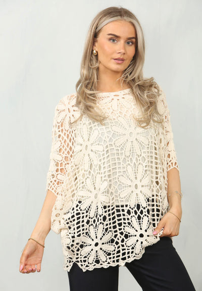 Crochet Floral Print Top- Leilani