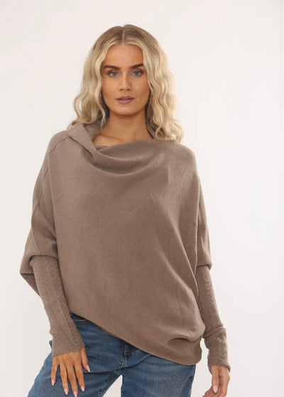 Soft Knit Asymmetric Draped Jumper- Giada