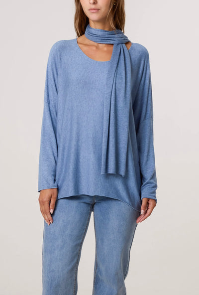 Wool Blend Crew Neck Jumper & Scarf- Intreccio