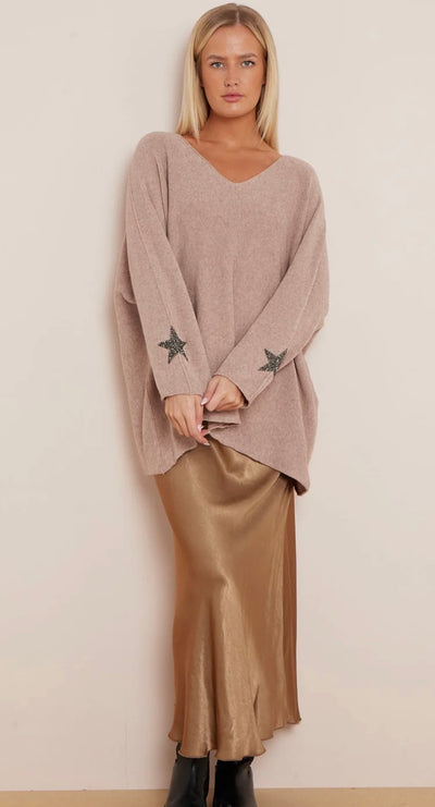 Glitter Star Sleeve Jumper- Kasia