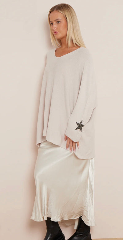 Glitter Star Sleeve Jumper- Kasia