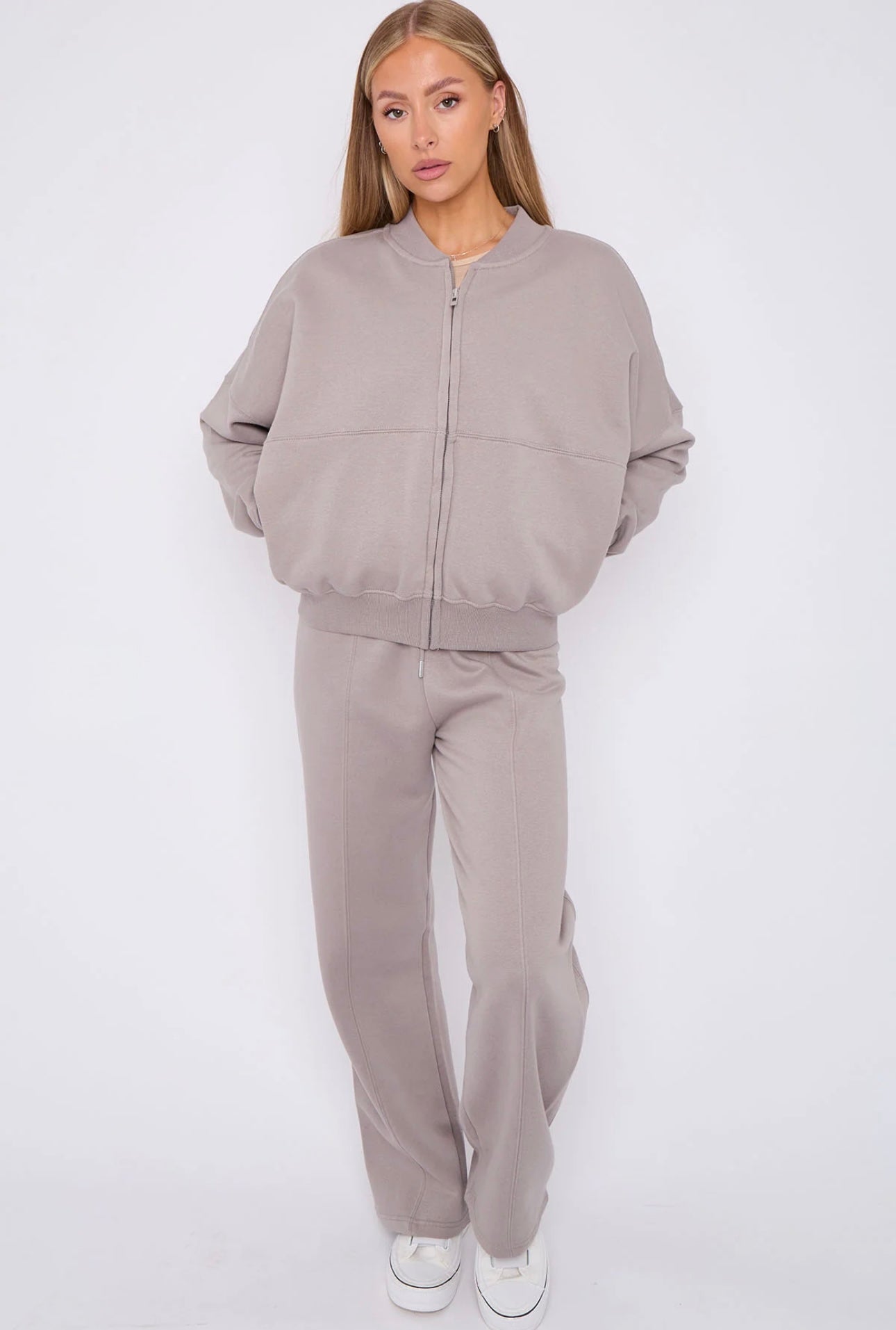 Bomber Style Fleece Zipper Tracksuit Co-Ord- Niki