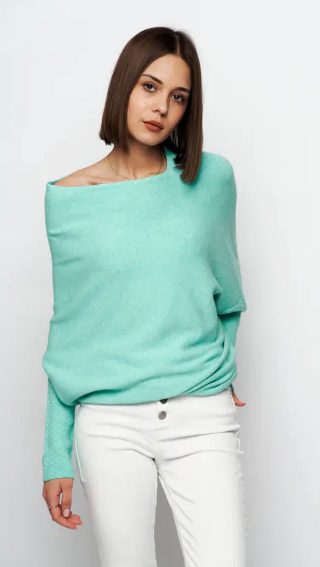 Soft Knit Asymmetric Draped Jumper- Giada