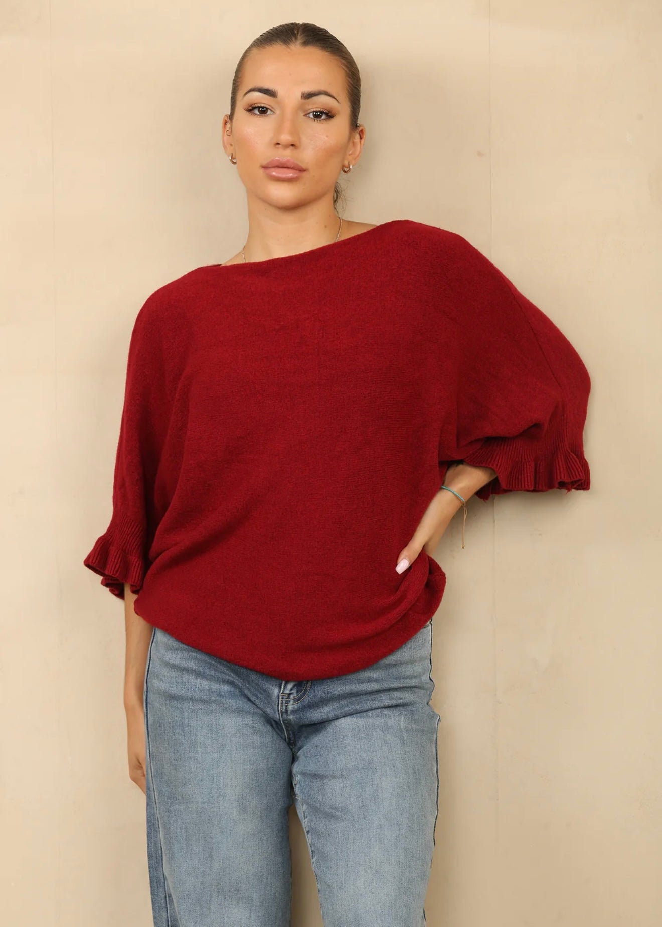 Frill Sleeve Soft Jumper- Pria