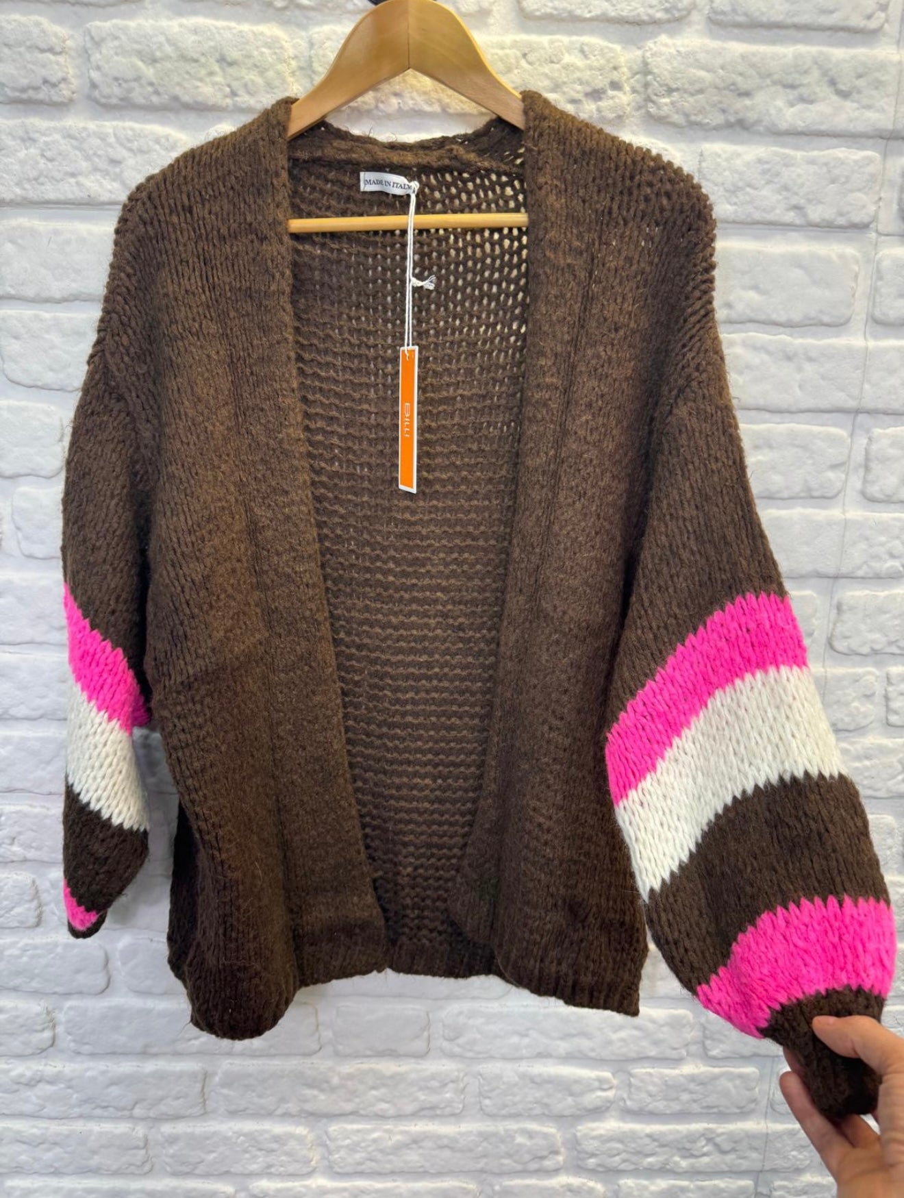 Neon Stripe Chunky Knit Cardigan- Brio