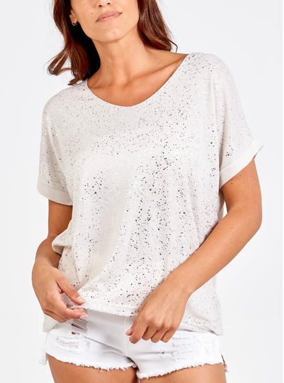 Silver Splatter V-Neck Tee- Malissa