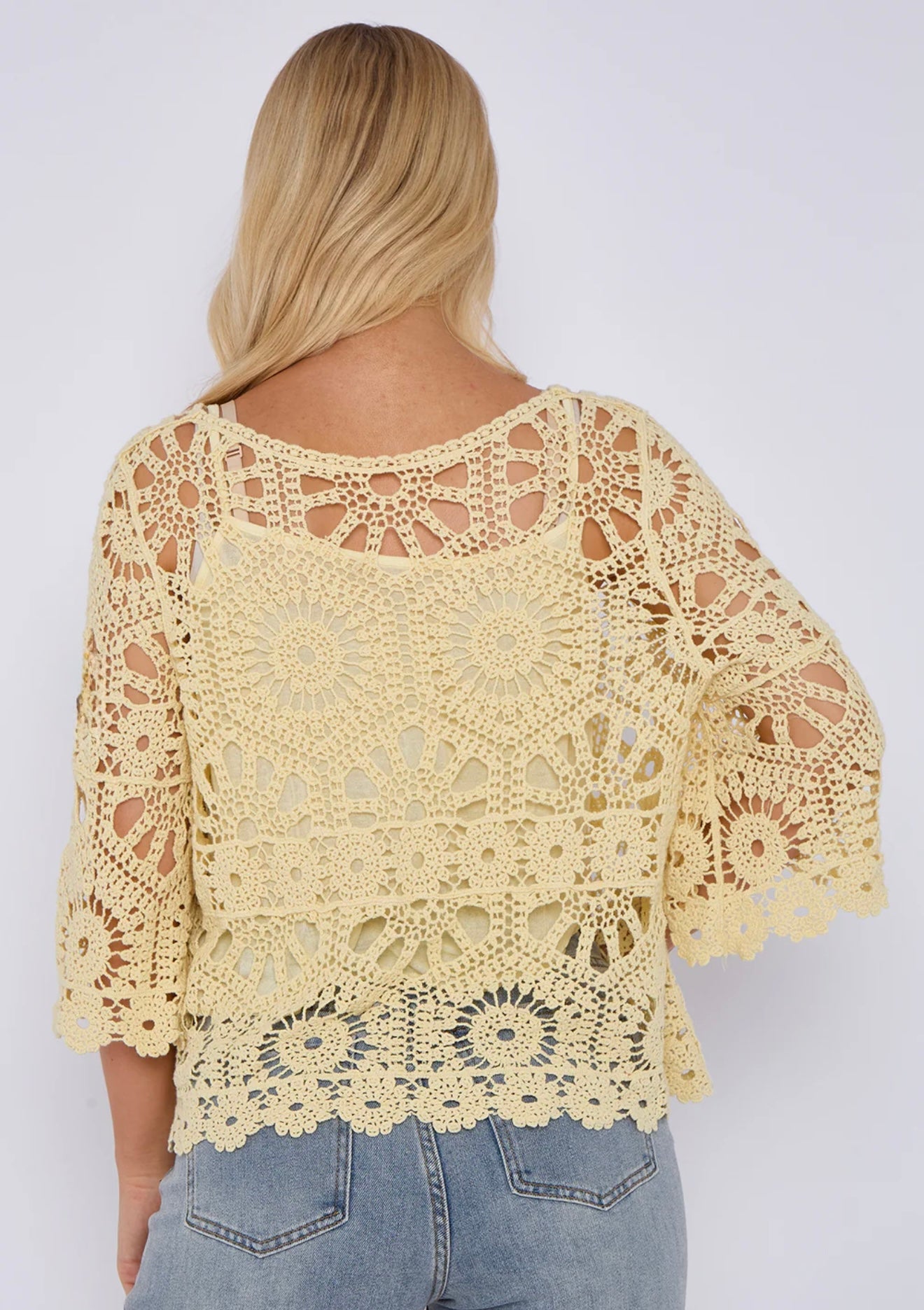 Crochet Circle Print Top- Oriana