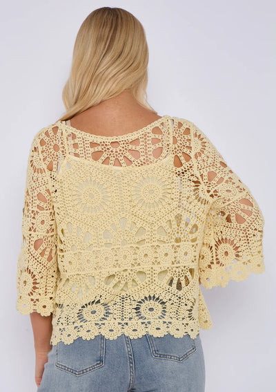 Crochet Circle Print Top- Oriana