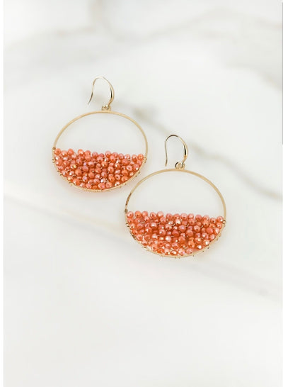 Envy Beaded Hoop Earrings- Corallo
