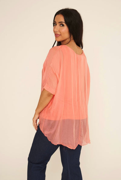 Frayed Hem Layered Silk Top- Freya