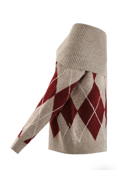 Argyle Wool Blend Off-Shoulder Jumper- Scozia