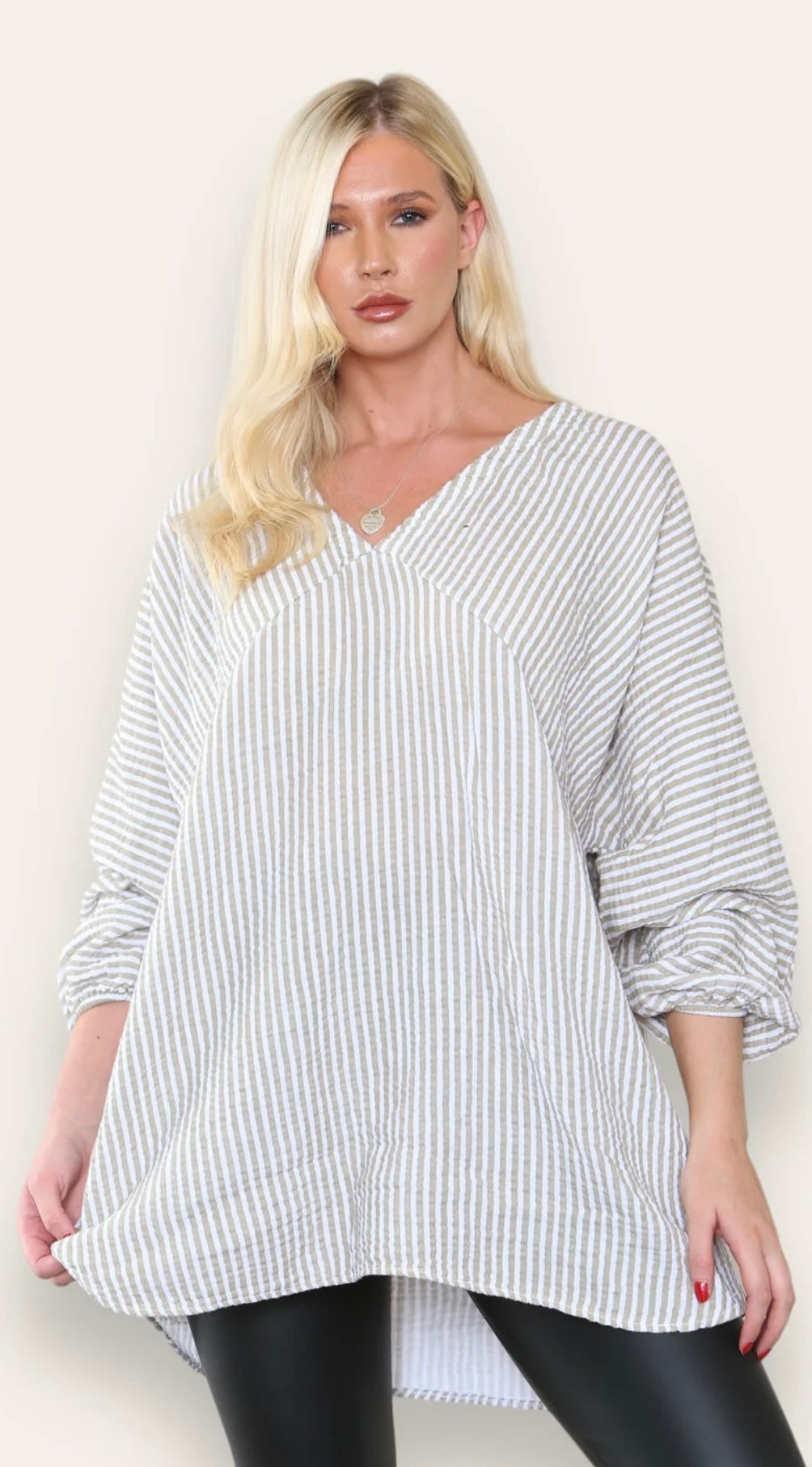 Cheesecloth Stripe Oversized Top- Brenda