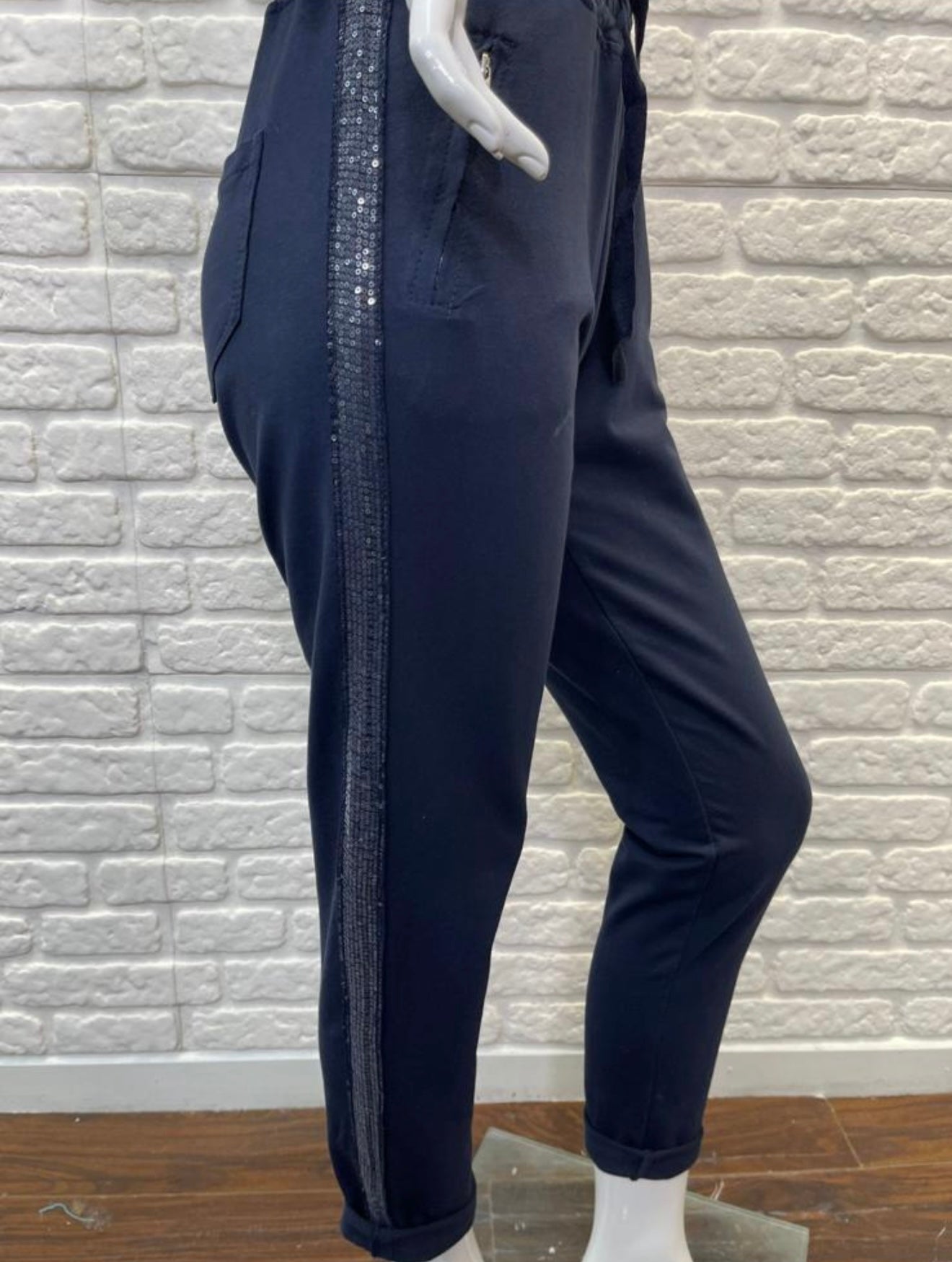 Sequin Side Cotton Joggers- Brilla
