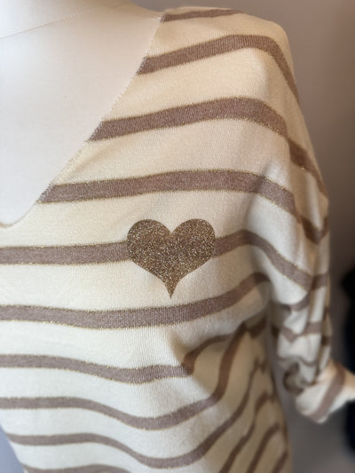 Lurex Heart Stripe Knitted Top- Simona