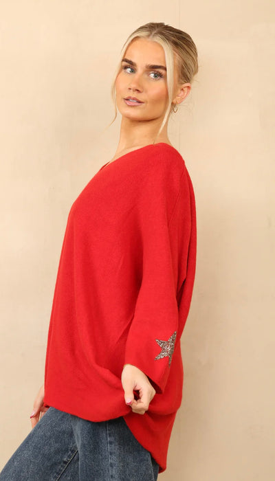 Glitter Star Sleeve Jumper- Kasia