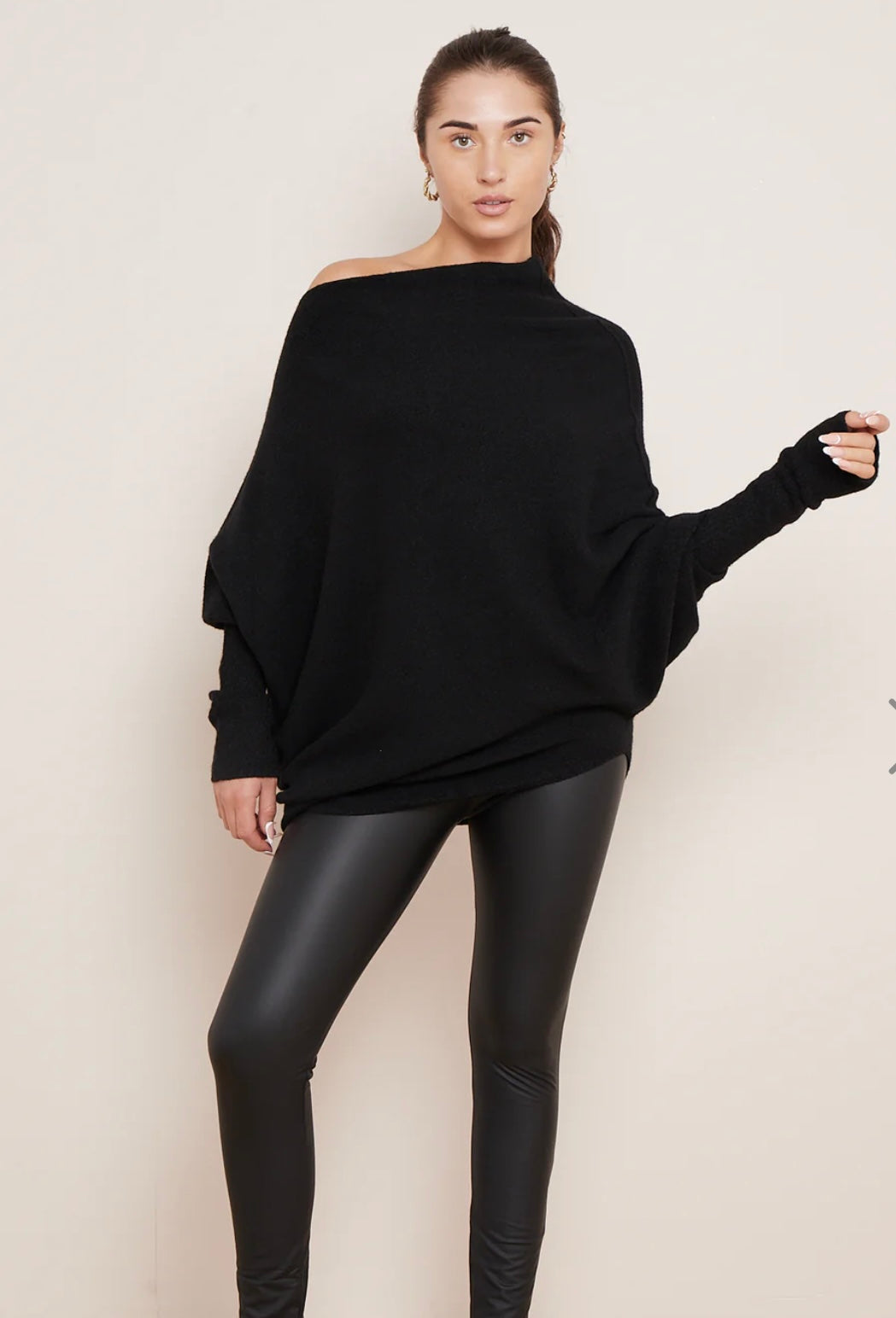 Soft Knit Asymmetric Draped Jumper - Giada