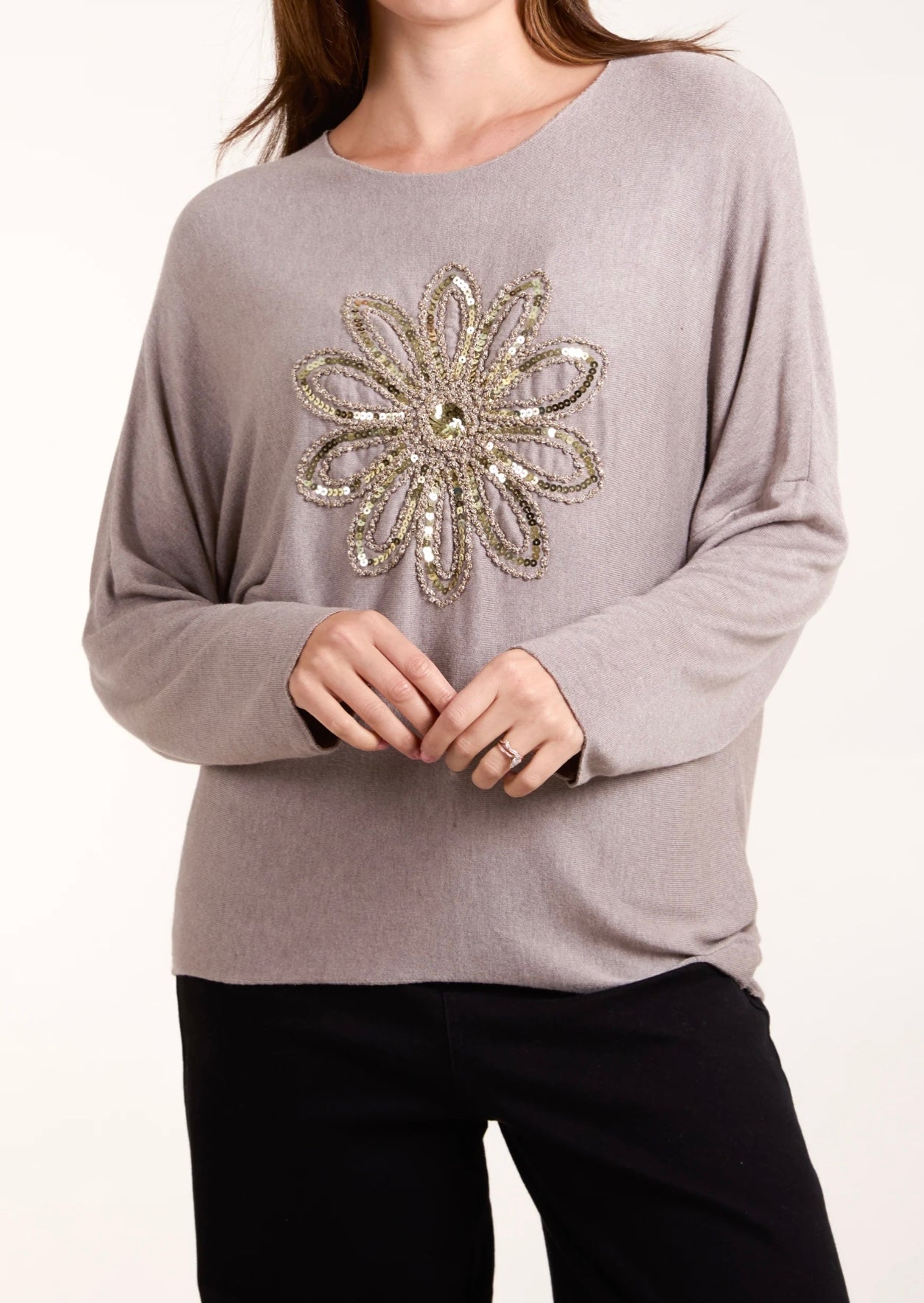 Sequin Daisy Fine Knit Jumper- Margherita