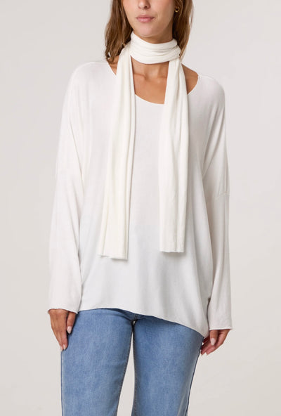 Wool Blend Crew Neck Jumper & Scarf- Intreccio
