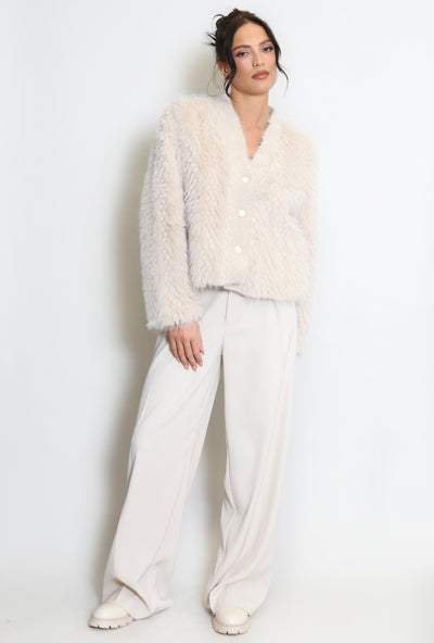 Faux Fur Cardigan Jacket- Piuma