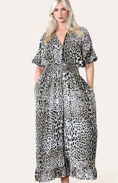 Leopard Print Bandeau Jumpsuit- Narciso