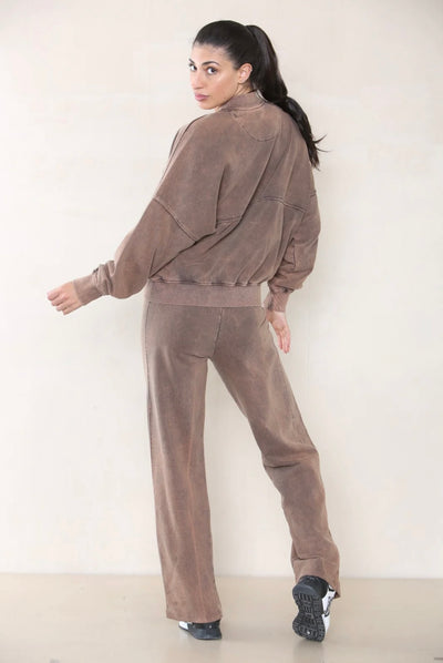 Bomber Style Fleece Zipper Tracksuit Co-Ord- Niki