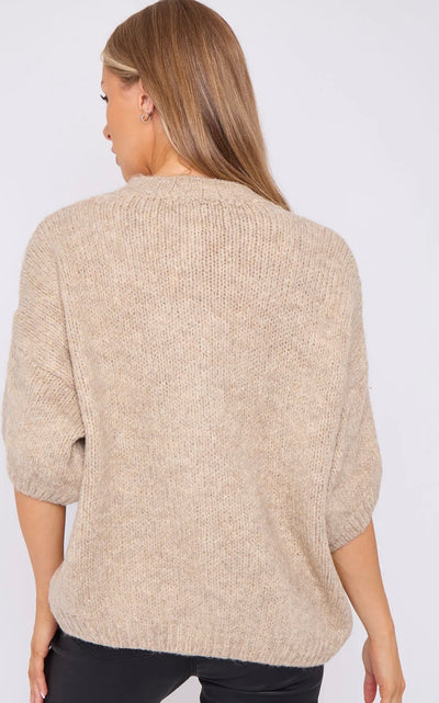 Gold Button Short Sleeve Cardigan- Caterina