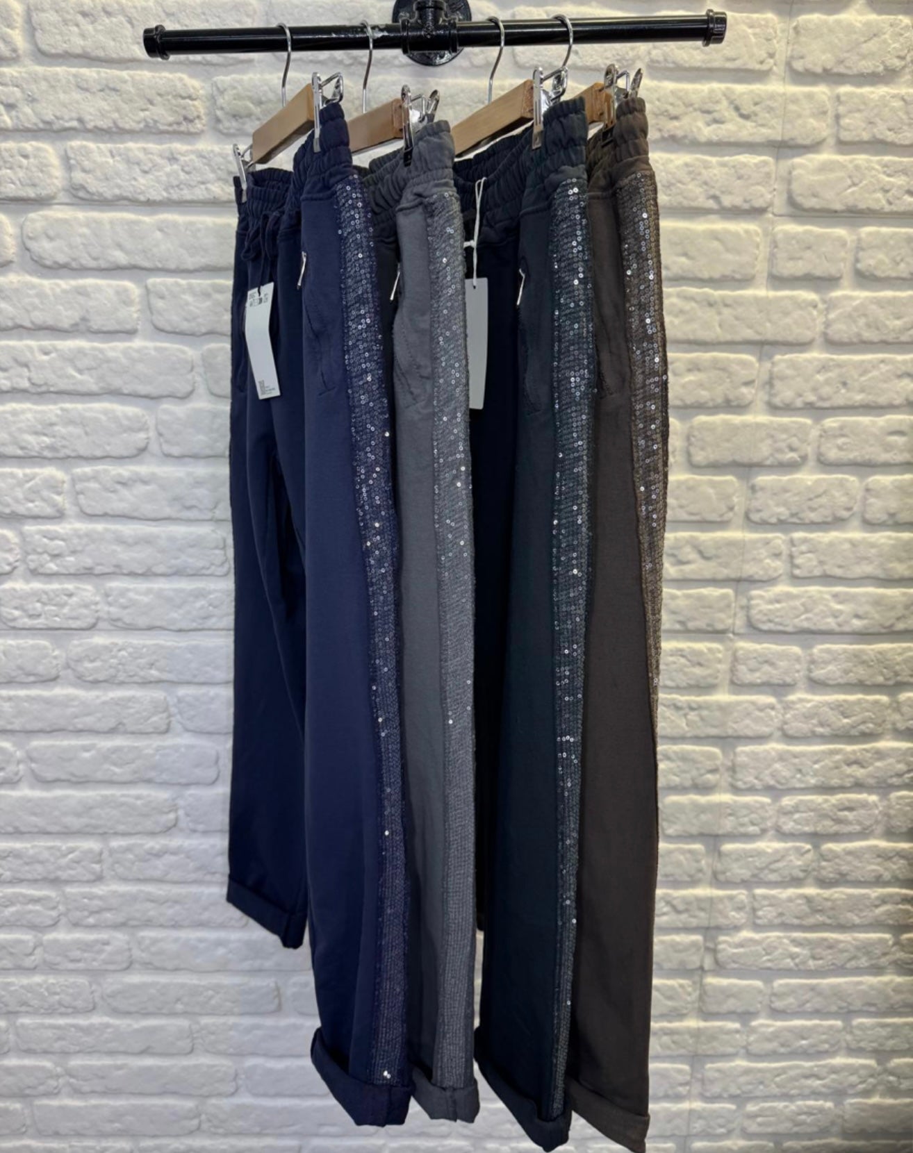 Sequin Side Cotton Joggers- Brilla